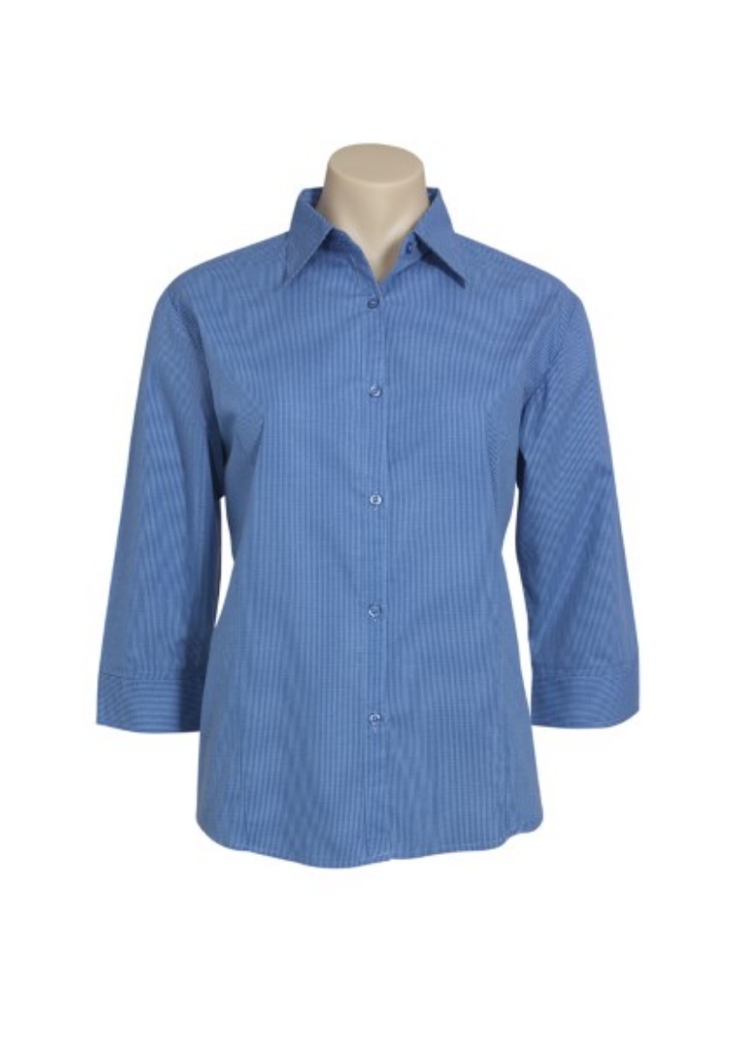 Picture of Biz Collection Ladies Micro Check Shirt 3/4 Sleeve 50% Cotton 50% Polyester